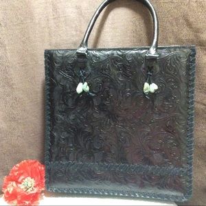 BarsE Embossed Western Purse With Turquoise